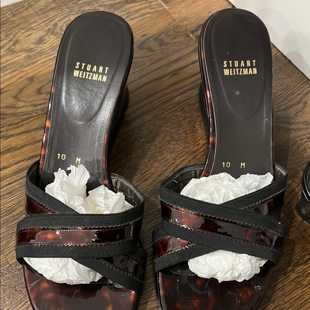 Stuart Weitzman Black and Brown Sandals